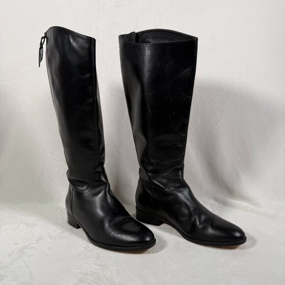 Cole Haan Riding Boots Women Size 9B Black High Knee Zip Closure Grand Os GUC - Picture 1 of 11